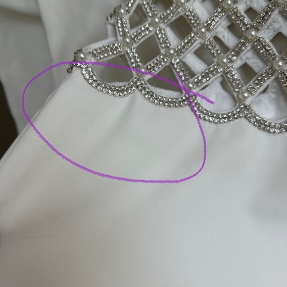 Retrofete SOLENE White Dress Cut Out Pearl Crystal Embellished SMALL - Picture 9 of 15